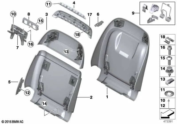 Pared trasera básica para BMW G30N, G31, G31N, G38, G38N Serie 5, G32, G32N Serie 6, G11, G11N, G12, G12N Serie 7 (OEM 52107410119). Original BMW.