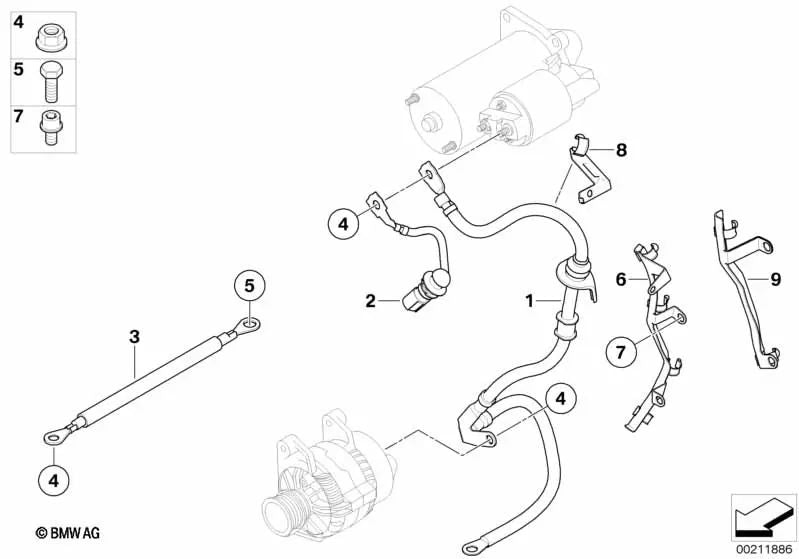 Sistema de cableado para BMW Serie 1 E81, E82, E87N, E88, Serie 3 E90, E90N, E91, E91N, E92, E93, Serie 5 E60N, E61N, X1 E84, X3 E83N (OEM 12427798012). Original BMW