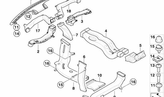 Right air duct for BMW X5 E70 (OEM 51477148534). Original BMW