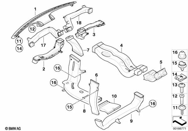 Canal de aire izquierdo para BMW E70, E70N (OEM 51477148533). Original BMW.