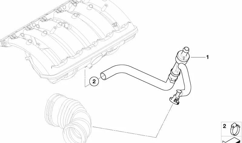 Bomba de vacío con tuberías OEM 11617521860 para BMW E60, E61, E65, E66. Original BMW.