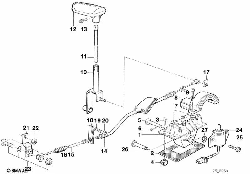 Cable de control amortiguador de ruido para BMW E34, E32, E31 (OEM 25161218349). Original BMW.