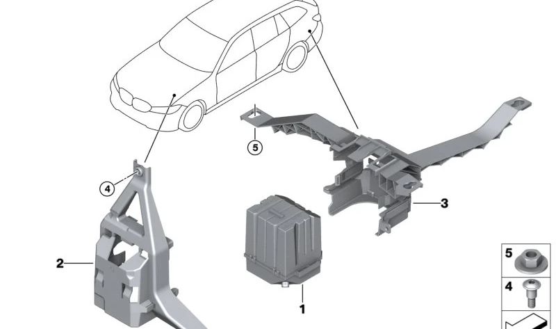 Soporte VSG para BMW Serie 3 G20, G21, Serie 4 G26E, Serie 7 G11N, G12N, X3 G08, X5 G05 (OEM 65152622661). Original BMW