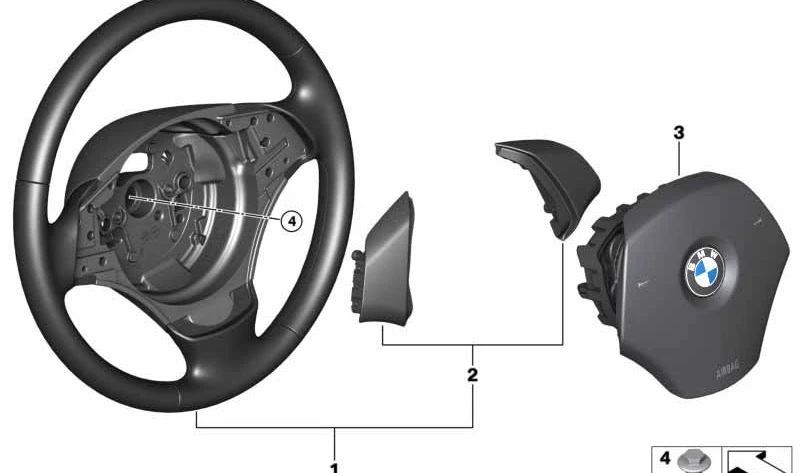 Volante de cuero para BMW Serie 3 E90, E91 y X1 E84 (OEM 32306795568). Original BMW