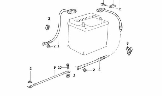 Positive battery cable for BMW 5 Series E34 (OEM 12421724373). Original BMW