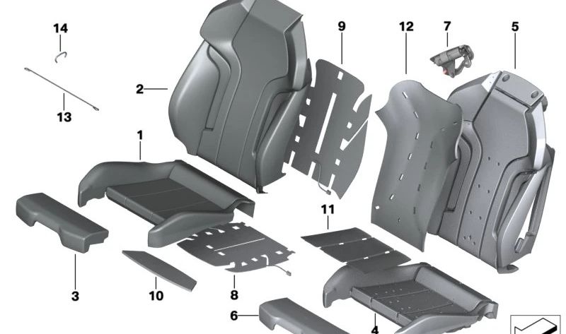 Apoie o assento esportivo esquerdo OEM 52109503575 para BMW G80, G81, G82, G83. BMW original.