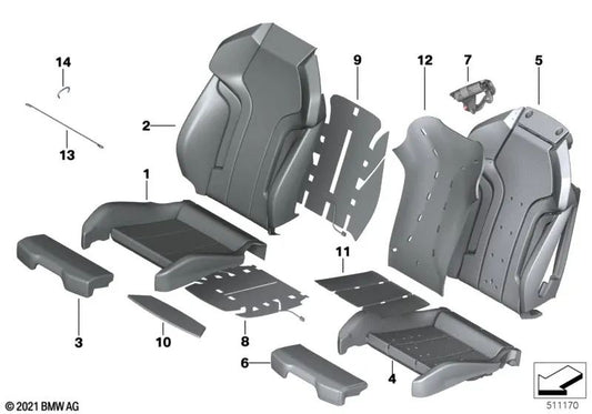 Oberschenkelstützenbezug aus Leder für BMW 3er G80, G81, 4er G82, G83 (OEM 52109503573). Original BMW