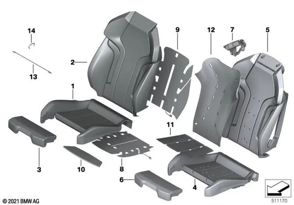 Funda de Asiento Deportivo M de Cuero para BMW Serie 3 G81 (OEM 52108088326). Original BMW.