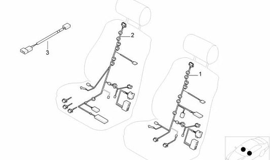 Cableado asiento lado conductor OEM 61129135500 para BMW E60, E61. Original BMW.