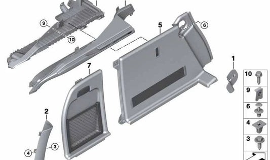 Cobertura do molde/interior de Pilar D izquierdo OEM 51477326455 para BMW F16, F86. BMW original.