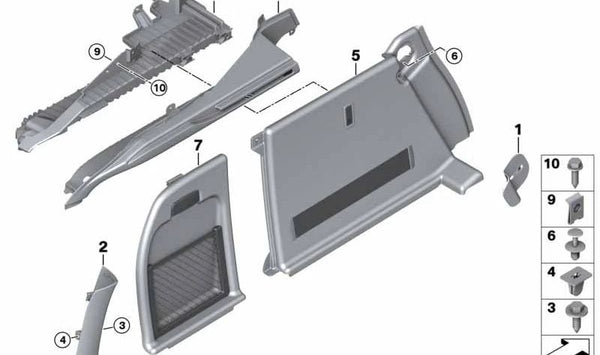 Revestimiento lateral izquierdo del maletero OEM 51477369421 para BMW F16, F86. Original BMW