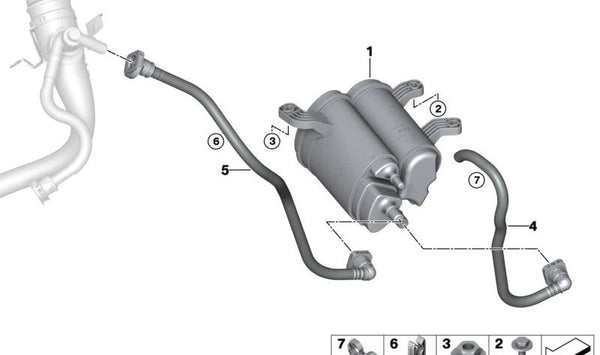 Tubo de Ventilación para BMW Serie 5 G60, G90, Serie 7 G70 (OEM 16137562013). Original BMW