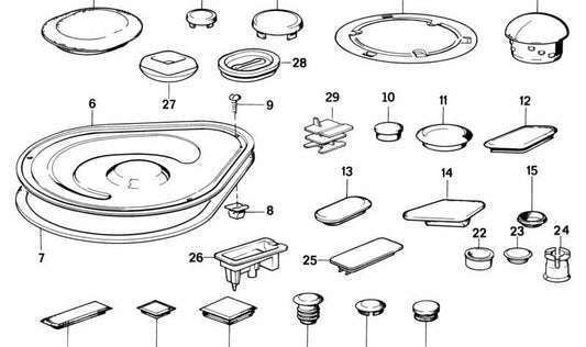 Tapón de cierre para BMW Serie 5 E28, E34, Serie 6 E24, Serie 7 E32 (OEM 51711952009). Original BMW