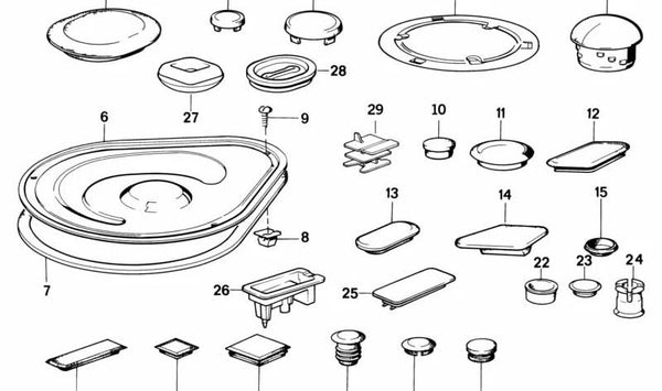 Tapón de cierre para BMW Serie 5 E28, E34, Serie 6 E24, Serie 7 E32 (OEM 51711952009). Original BMW