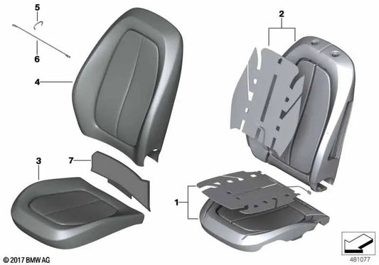 Pieza de espuma base de respaldo derecha para BMW X2 F39 (OEM 52107945928). Original BMW.