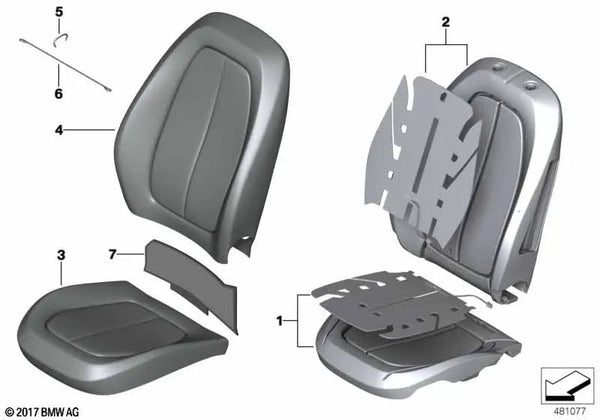 Parte del cojín del asiento para BMW Serie 2 F45N, F46N, X1 F48, F49 (OEM 52109870670). Original BMW.