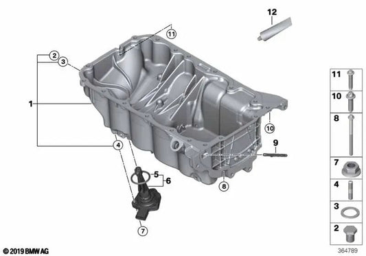 Cárter de aceite para BMW Serie 1 F52 (OEM 11132457191). Original BMW