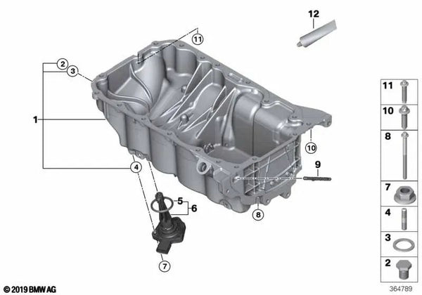 Cárter de aceite para BMW Serie 1 F52 (OEM 11132457191). Original BMW