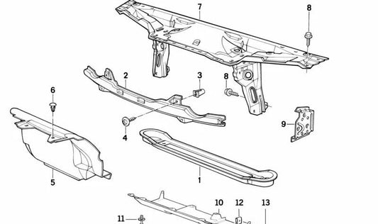 Soporte derecho para paragolpes OEM 41148107688 para BMW Serie 5 (E34). Original BMW.