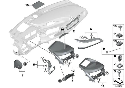 Blende I-Tafel exterior izquierda para BMW I12, I12N, I15 (OEM 51459295693). Original BMW.