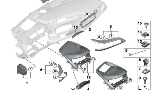 I-Tafel Middle Trim for BMW I12, I12N, I15 (OEM 51459284409). Original BMW