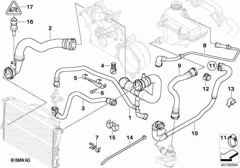 Manguera de agua para BMW X5 E53 (OEM 11531439123). Original BMW.