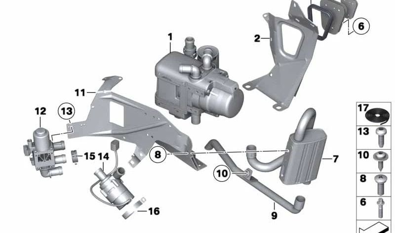 Soporte para calefacción estacionaria para BMW Serie 5 F07, F10, F11, Serie 6 F06, F12, F13, Serie 7 F01N, F02N (OEM 64129184364). Original BMW