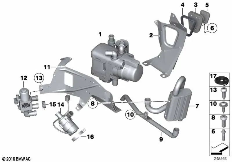 Calefactor estacionario Diesel para BMW Serie 5 F07, F10, F11, Serie 6 F06, F12, F13, Serie 7 F01, F02 (OEM 64129257006). Original BMW.