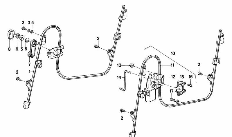 Elevalunas eléctrico trasero izquierdo para BMW Serie 3 E30 (OEM 51351911385). Original BMW