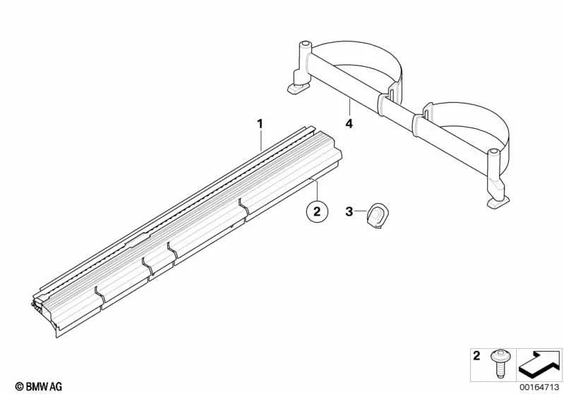 Left tie-down rail for BMW X6 E71, E72 (OEM 51476981043). Original BMW.