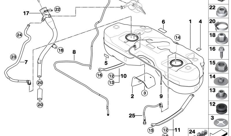 Tubería de alimentación para BMW X3 E83, E83N (OEM 16116759026). Original BMW