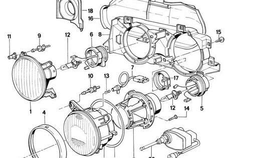 Difusor Derecho Amarillo para BMW Serie 5 E34, Serie 7 E32 (OEM 63121378354). Original BMW