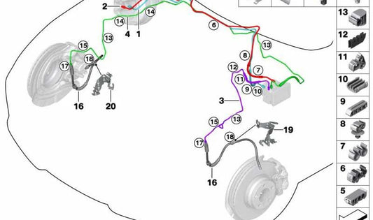 Suporte para BMW Série 1 F20, F21, Série 2 F22, F23, Série 3 F30, F31, F34, F35, Série 4 F32, F33, F36 (OEM 34306858780). BMW original