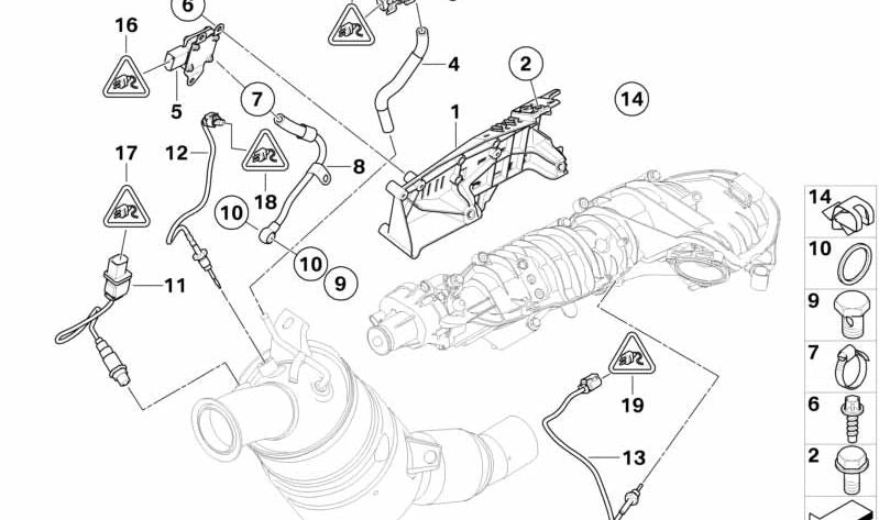 Tubo de Presión de Gases de Escape para BMW E81, E82, E87N, E88, E84 (OEM 13627812911). Original BMW