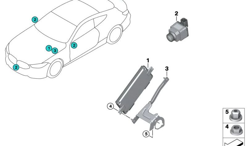 Soporte para unidad de control OEM 66539352754 para BMW F90, G30, G31, G38, G32, G11, G12, F91, F92, F93, G14, G15. Original BMW.