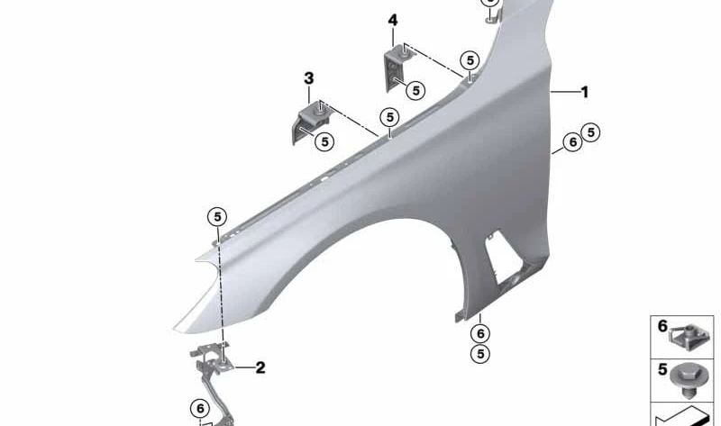 Linke vordere Seitenwandhalterung für BMW 6er G32, G32N (OEM 41007481063). Original BMW