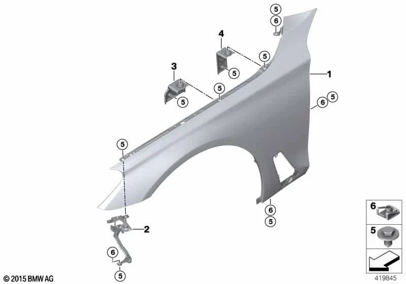 Front side wall bracket for BMW 7 Series G11, G11N, G12, G12N (OEM 41357413426). Original BMW.