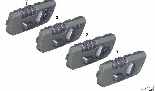 Interrupteur de réglage des sièges pour BMW F20N, F21N, F22, F23, F30, F31, F34, F32, F33, F36 (OEM 61319382444). BMW d'origine