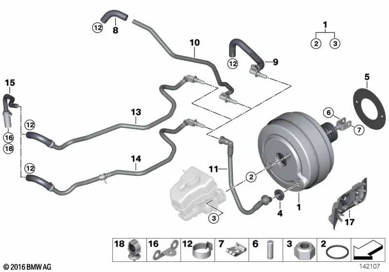 Vacuum pipe for BMW E90, E91 (OEM 34336769624). Original BMW.