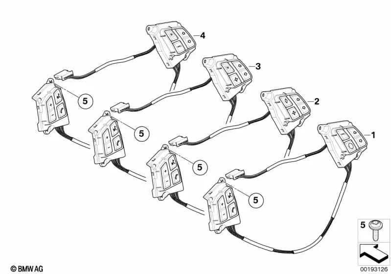 Multifunktions-Lenkradschalter für BMW E81, E82, E87, E87N, E88, E90, E91, E92, E93 (OEM 61319123287). Original BMW