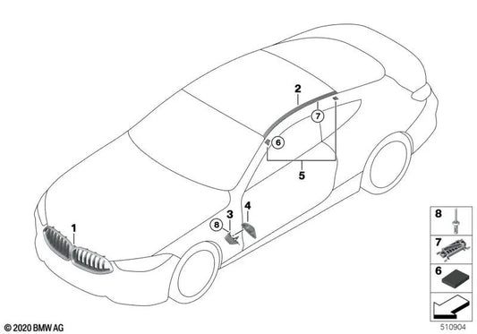 Rejilla Decorativa Frontal para BMW G14, G15, G16 (OEM 51137449421). Original BMW