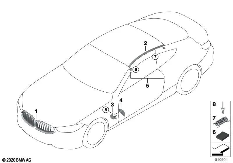 Rejilla Decorativa Frontal para BMW G14, G15, G16 (OEM 51137367097). Original BMW