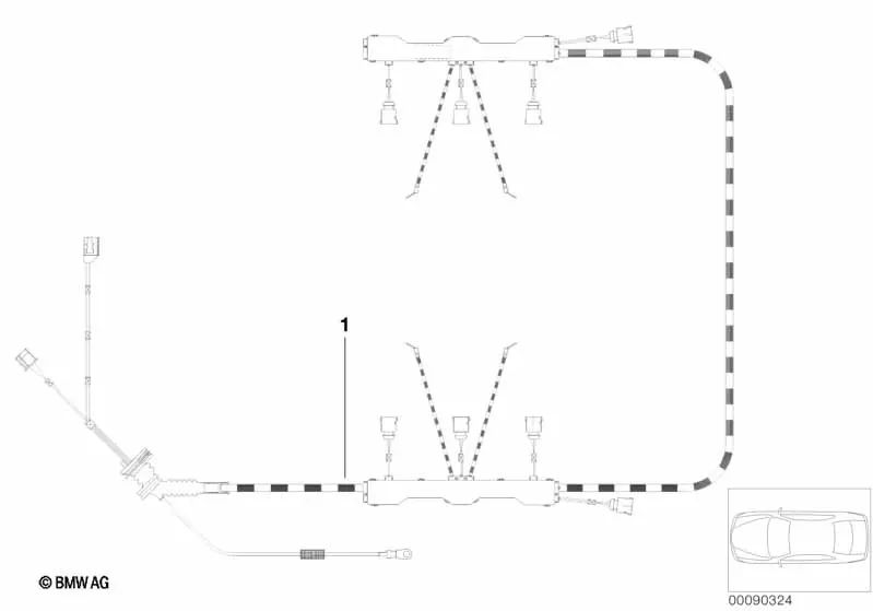 Ignition module engine wiring for BMW 7 Series E65, E66 (OEM 12517558201). Genuine BMW.