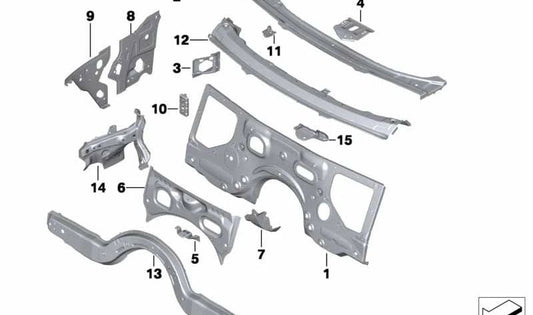 Soporte del Cortafuegos para BMW Serie 5 F07, F10, F11, F18; Serie 6 F06, F12, F13; Serie 7 F01, F02, F04 (OEM 41117204073). Original BMW