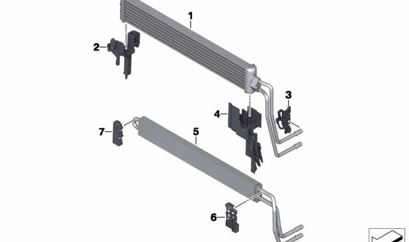 Soporte de radiador OEM 17217844264 para BMW F10, F06, F12, F13. Original BMW.