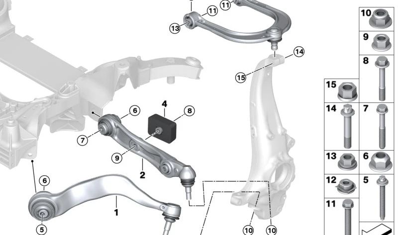 Amortiguador de vibraciones para brazo de suspensión OEM 31108846274 para BMW G70 (i7, 7 Series). Original BMW.