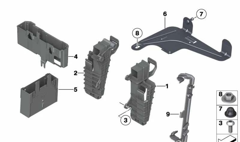 Soporte transformador de voltaje OEM 61359209685 para BMW F07, F10, F11, F06, F12, F13, F01, F02, F04. Original BMW.