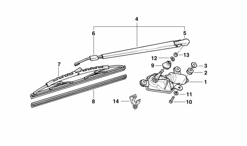 Tule para motor de limpiaparabrisas trasero para BMW E36 (OEM 61628222467). Original BMW