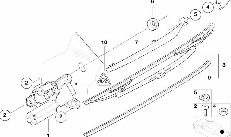 Tapa embellecedora del brazo del limpiaparabrisas OEM 61628256120 para BMW E53. Original BMW.