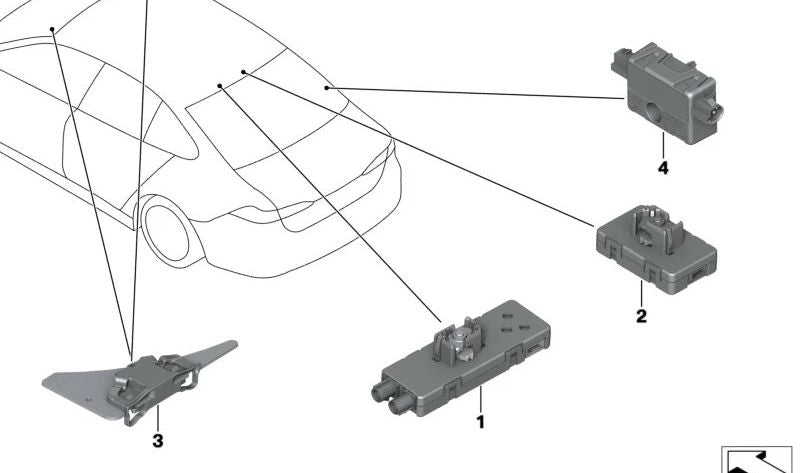 Amplificador de antena para BMW Serie 5 G60, Serie 7 G70 (OEM 65205A5F0A5). Original BMW.